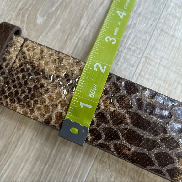 CHICOS real leather crocodile pattern belt brown tan - Picture 8 of 11